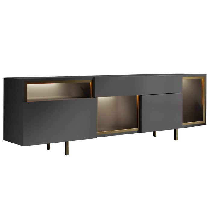 Hanah Home Soporte de TV Antracita y Dorado con Iluminación